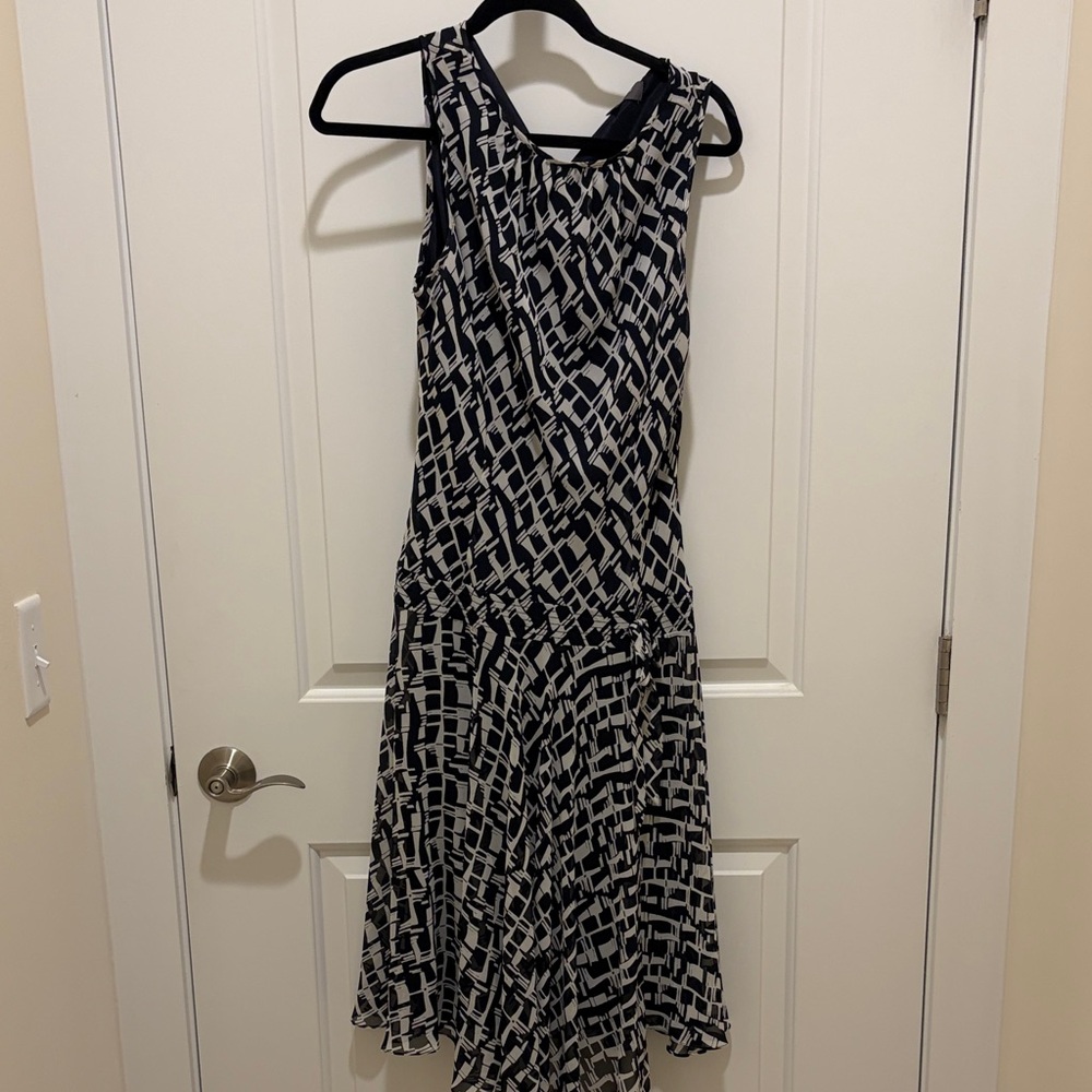 Liz Claiborne Black and White Patterned Midi Dress